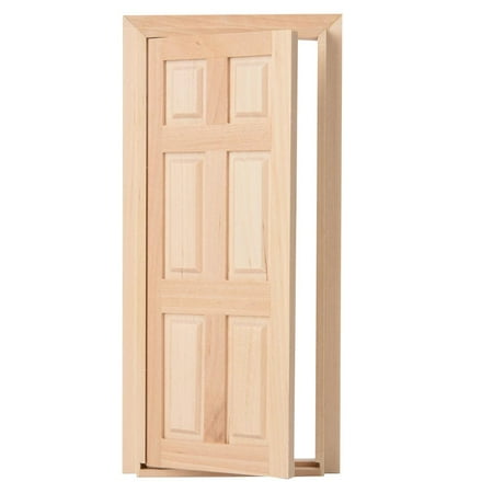 1 Pc 1:12 Dollhouse 6 Grids Wood Door Miniature DIY Interior Building Material